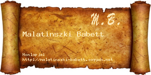 Malatinszki Babett névjegykártya